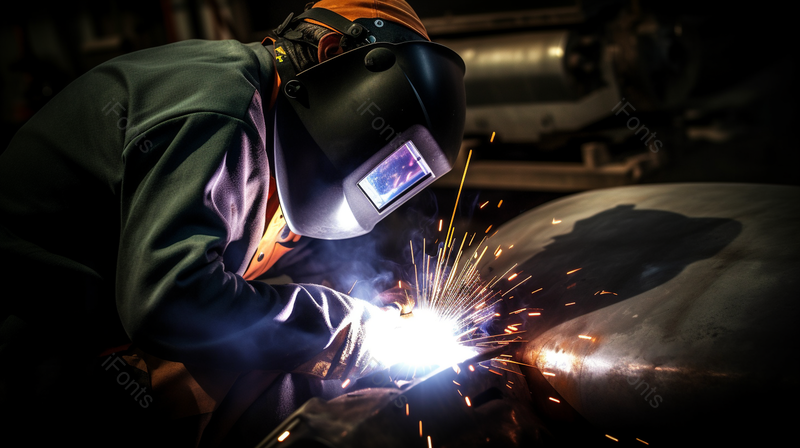 在焊接过程中的男性焊工,高清,摄影图,摄影图片,图片大全,摄影图免费下载